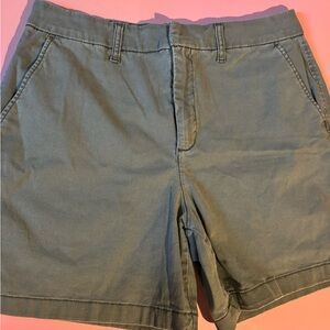 Anne Klein Chino Shorts Green 5" Inseam Stretch Classic Cotton